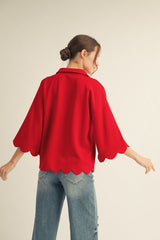 "Chasely" Scalloped Luxe Top