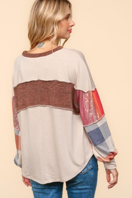 "Maria" Ultra Soft Mixed Print Top - The Katie Grace Boutique