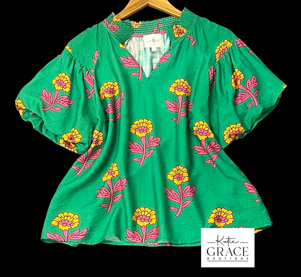 "Chasely" Puff Sleeve Blouse - The Katie Grace Boutique