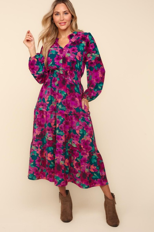 "Tasha" Floral Midi Dress - The Katie Grace Boutique