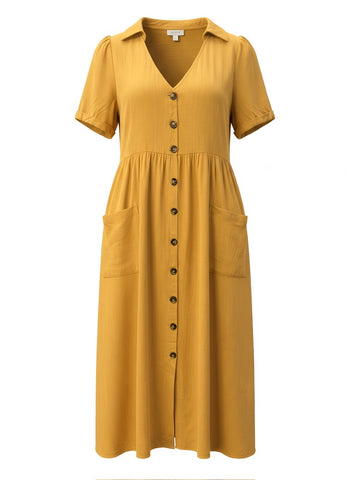 "Goldie" Linen Blend Midi Dress - The Katie Grace Boutique