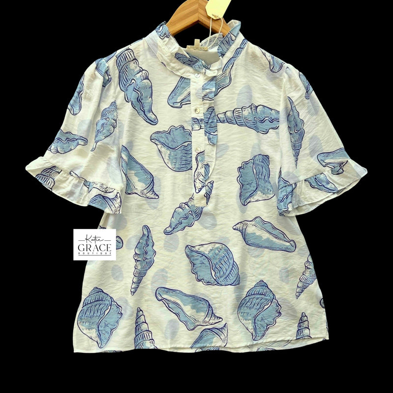 "Sarah" Shell Motif Blouse