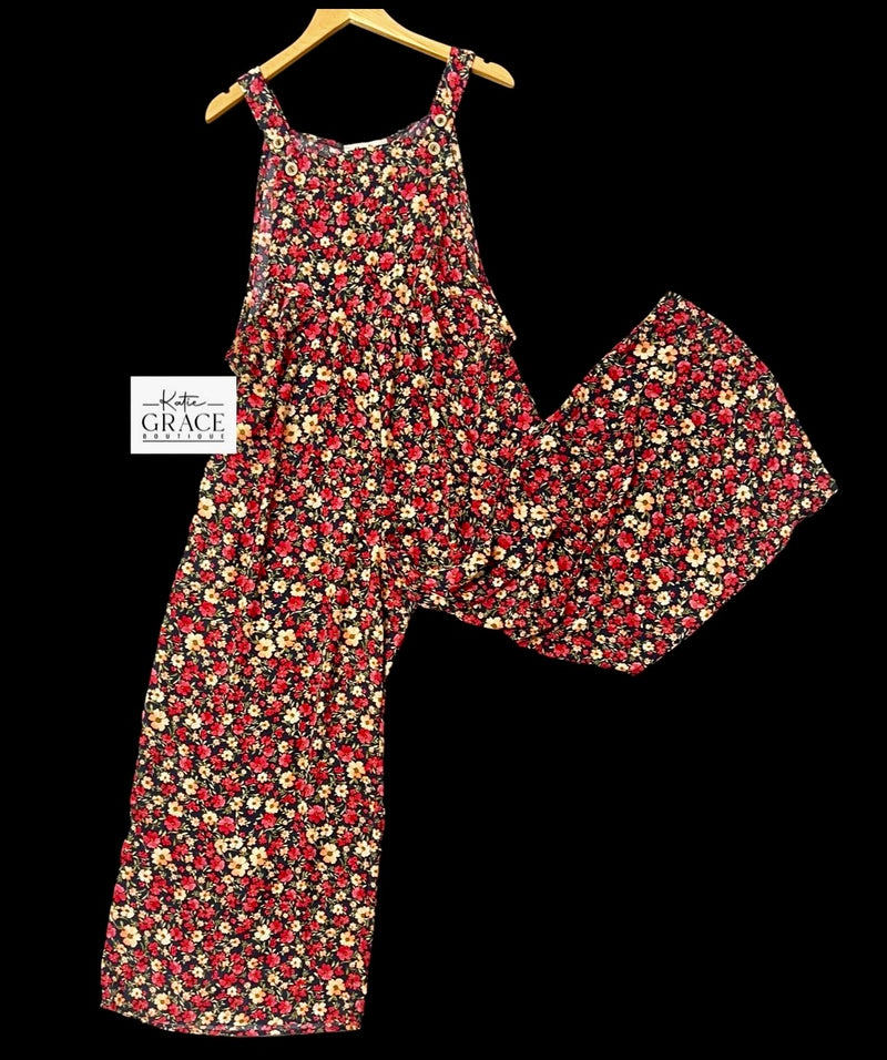 "Tabitha" Floral Overalls - The Katie Grace Boutique
