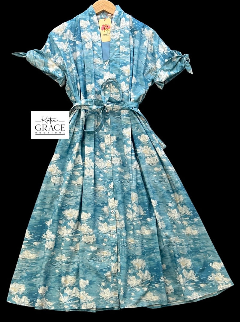 "Rassie" Water Lily Midi Dress - The Katie Grace Boutique