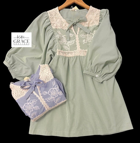 "Olivia" Crochet and Embroidery Dress, 2 colors - The Katie Grace Boutique