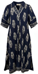 "Malita" Navy Midi Dress