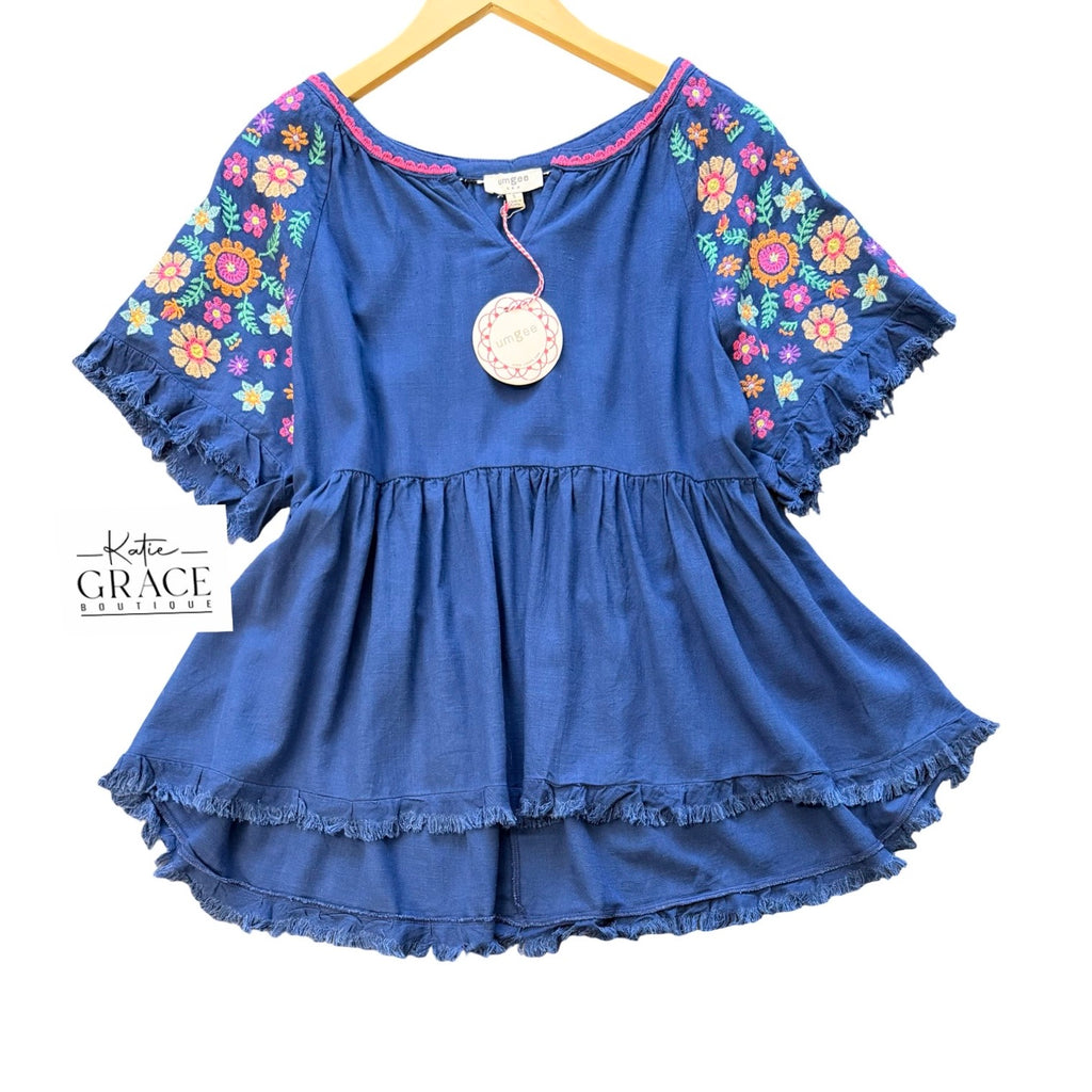 "Tallulah" Embroidered Blouse - The Katie Grace Boutique