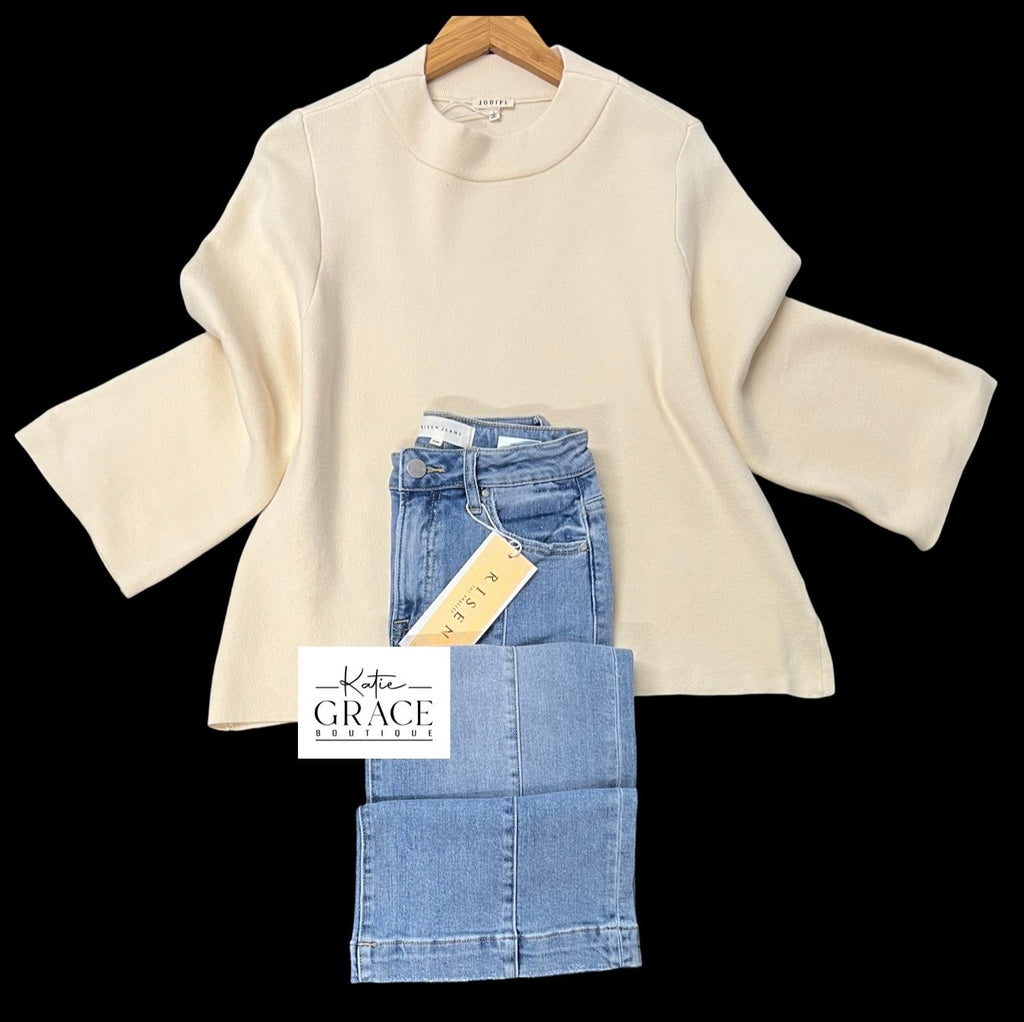 "Ellen" Bell Sleeve Sweater - The Katie Grace Boutique