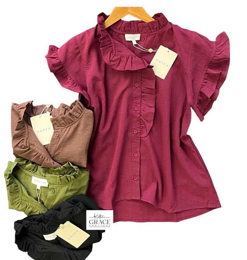 "Briley" Ruffled Blouse, 4 colors