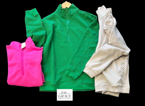 "Talita" Half Zip Pullover with Pockets., 3 colors - The Katie Grace Boutique