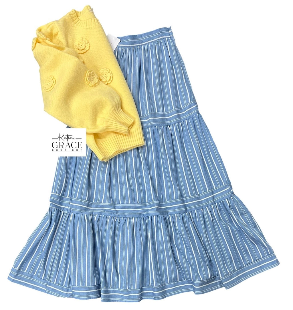 "Eva" Chambray Skirt - The Katie Grace Boutique