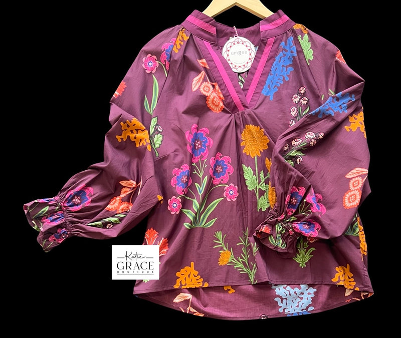 "Brinkely" Flower Blouse - The Katie Grace Boutique
