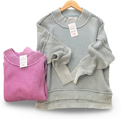 "Portia" Mineral Washed Sweater, 2 colors - The Katie Grace Boutique