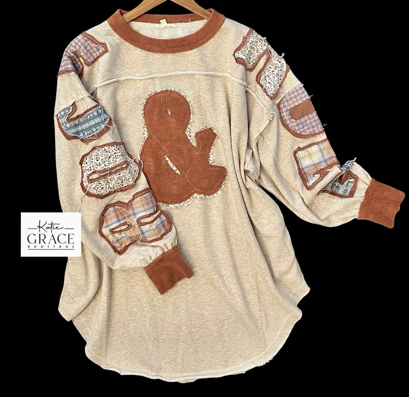 "Leona" Rock N' Roll Tunic, Oatmeal - The Katie Grace Boutique