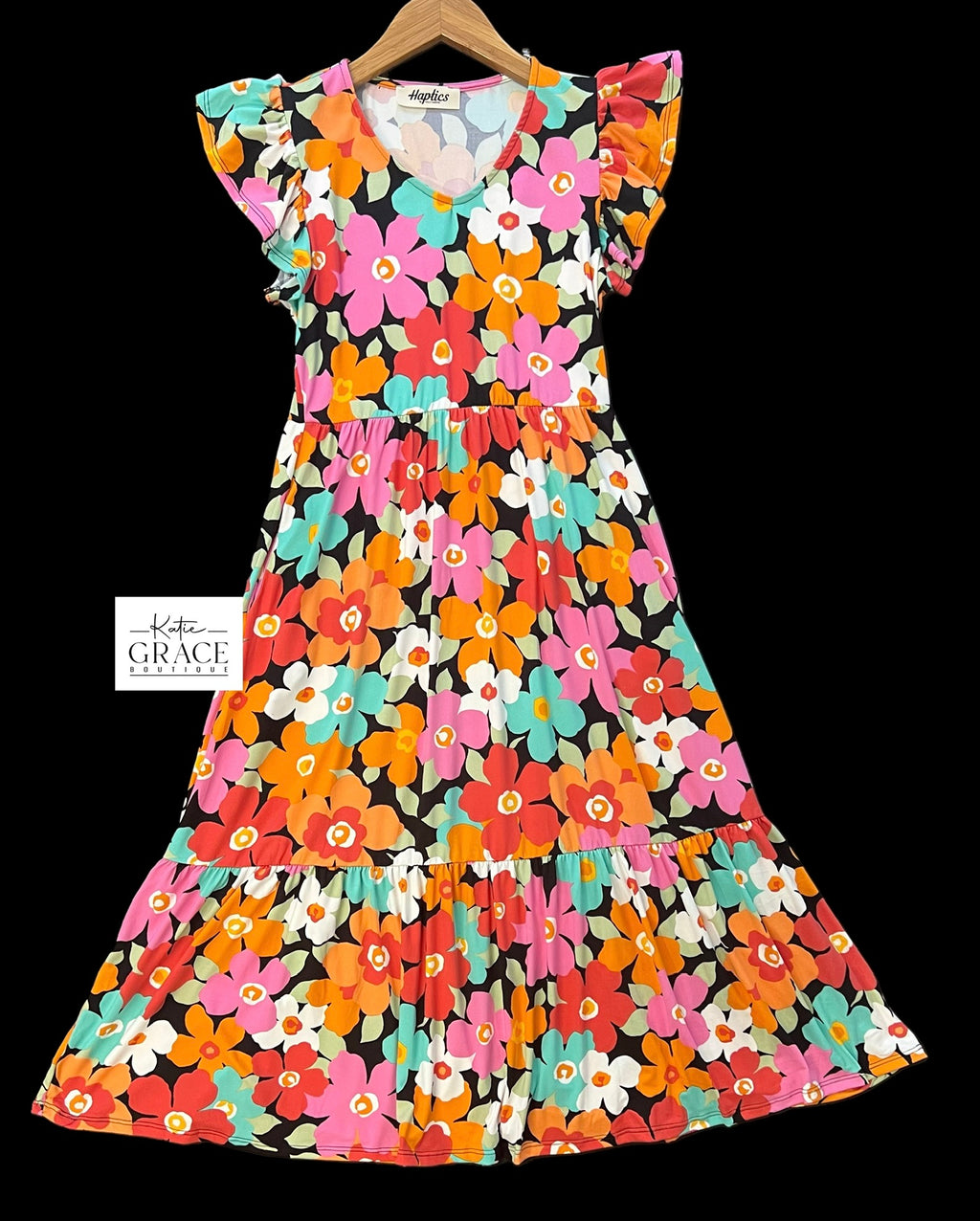 "Alicia" Ruffled Sleeve Midi Dress - The Katie Grace Boutique
