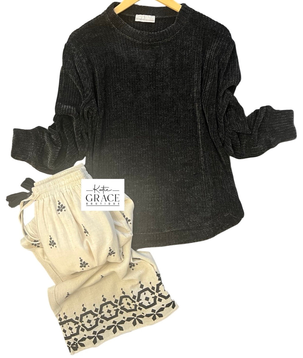 "Cate" Chenille Sweater - The Katie Grace Boutique