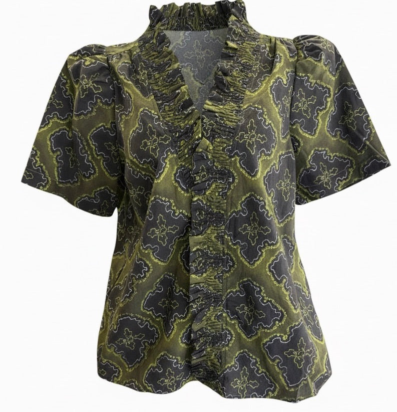 "Krista" Smocked Collar Blouse