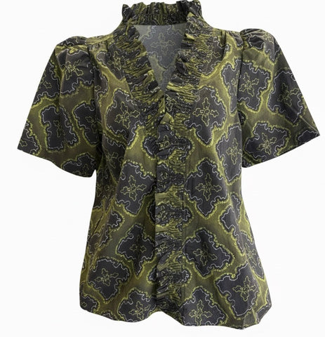 "Krista" Smocked Collar Blouse