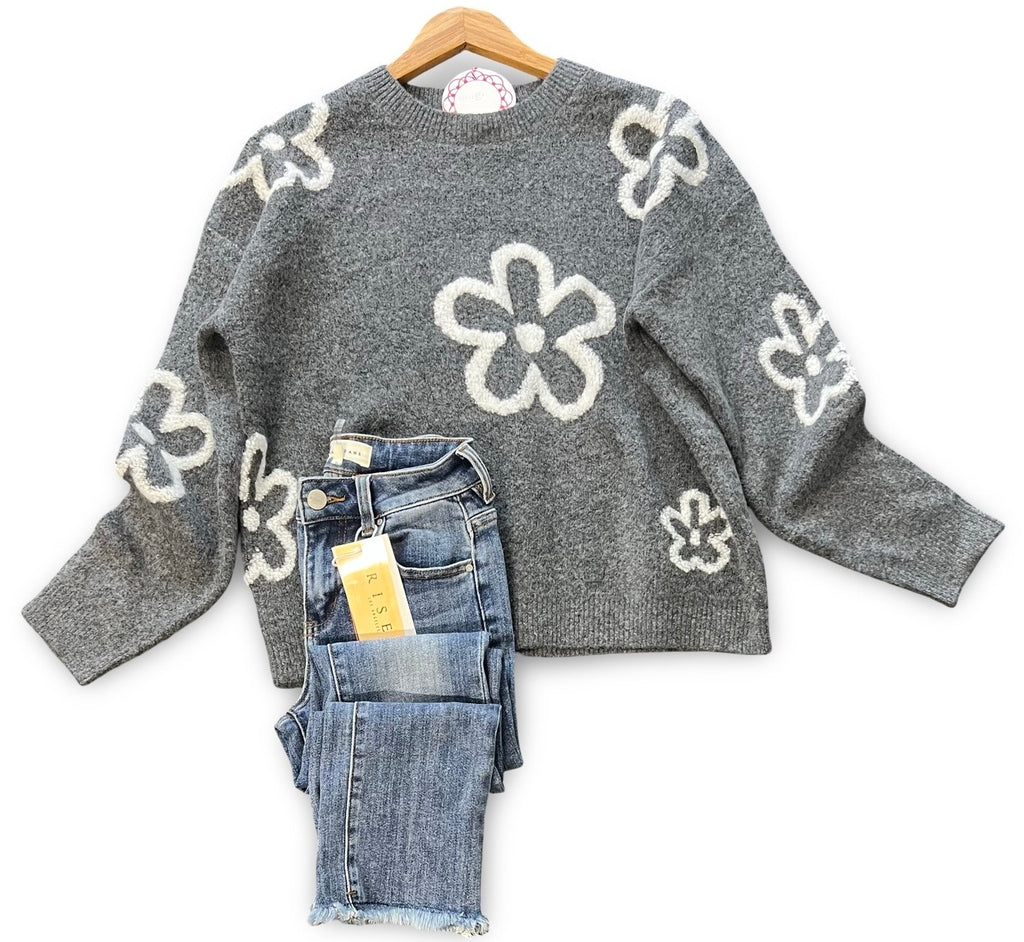 "Trixie" Floral Sweater - The Katie Grace Boutique