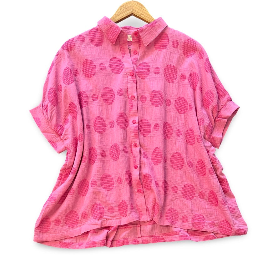 "Pinky" Oversized Button Blouse - The Katie Grace Boutique