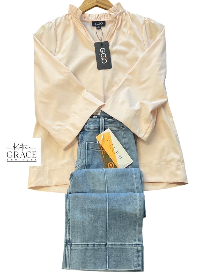 "Olivia" 3/4 Blouse - The Katie Grace Boutique