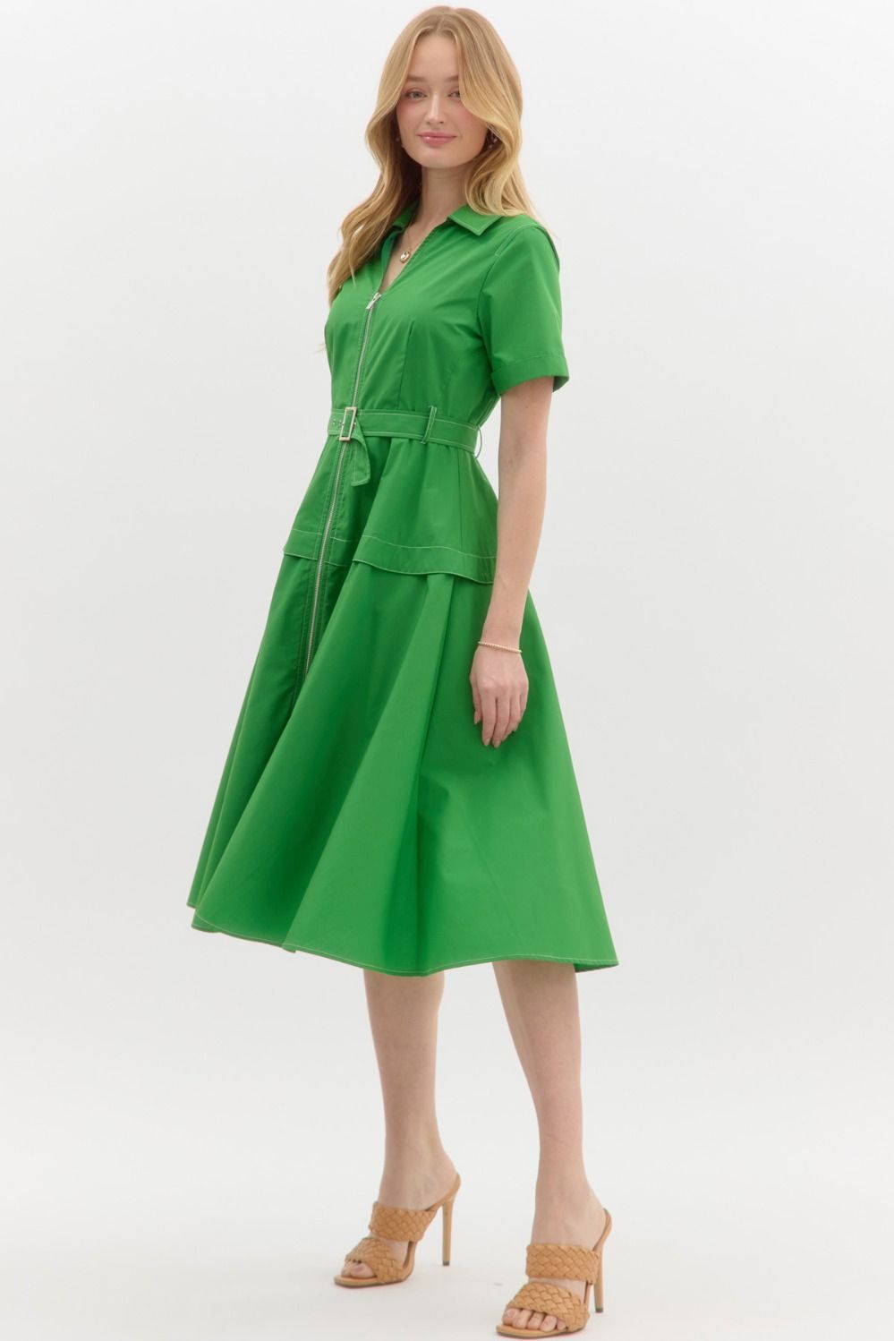 "Willow" Midi Dress, Green - The Katie Grace Boutique