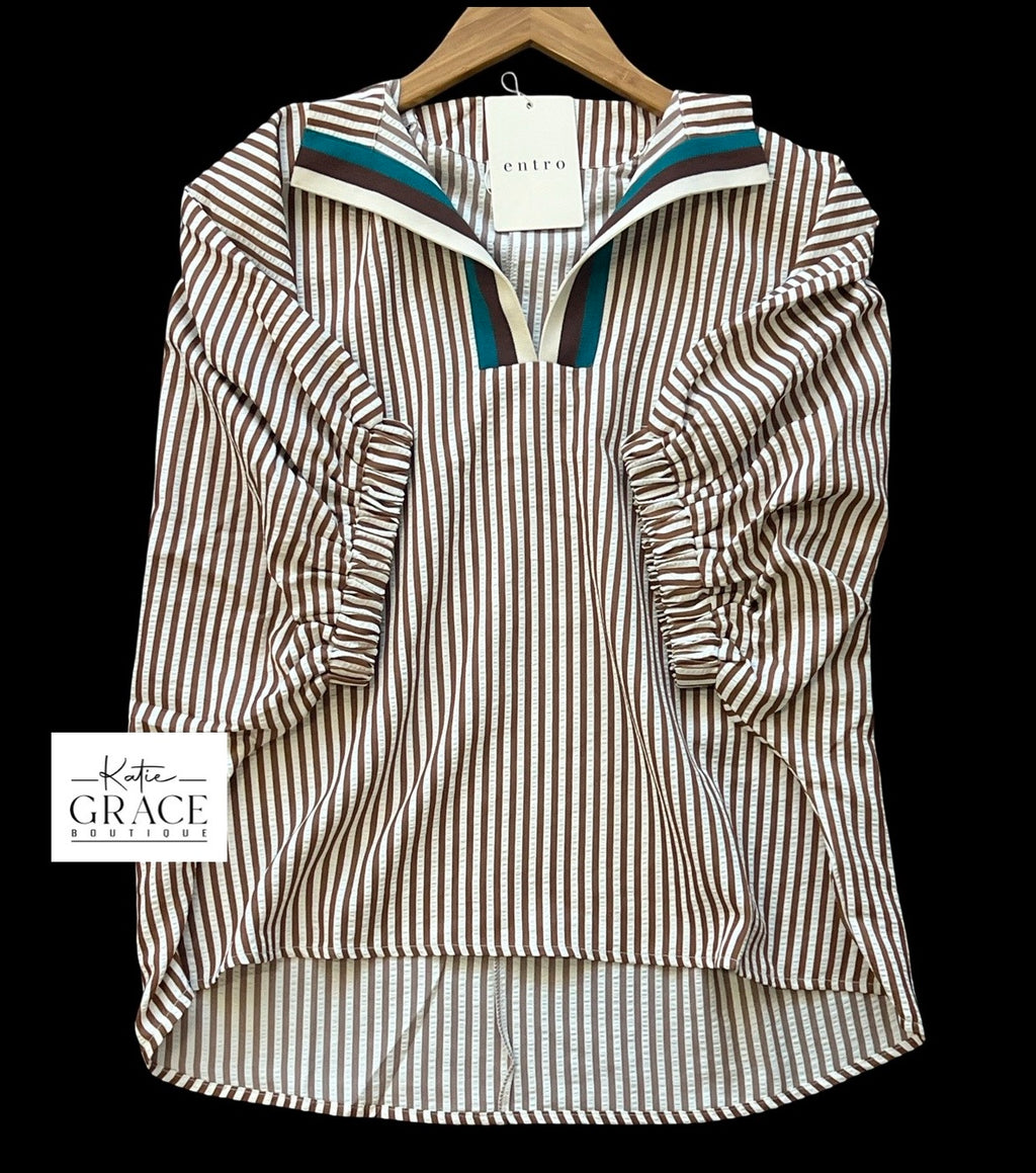 "Alicia" Striped Dolman, Plus - The Katie Grace Boutique