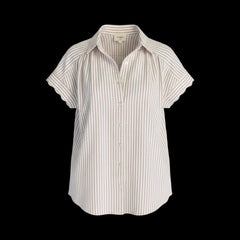 "Shea" Striped Blouse with Scalloped Sleeves, 2 colors - The Katie Grace Boutique