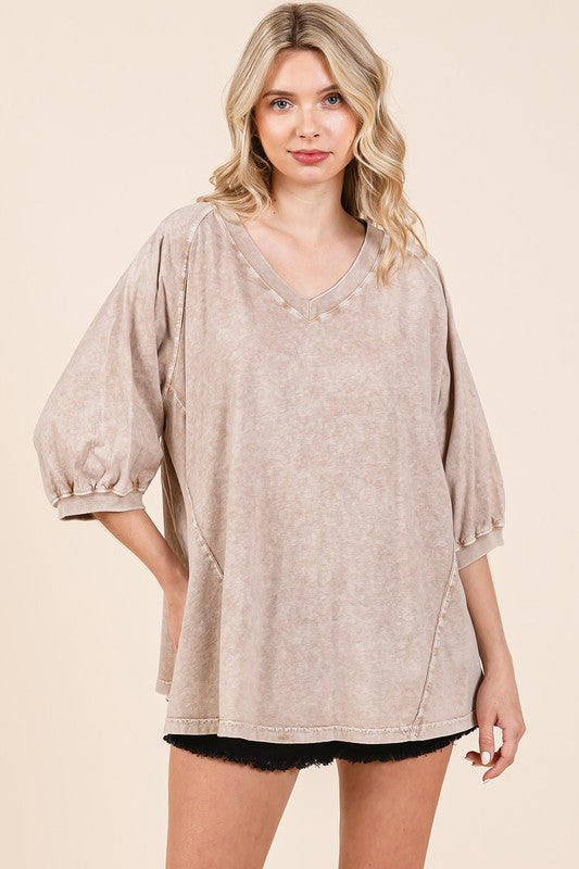 "Nichole" Mineral washed Top, 3 colors - The Katie Grace Boutique