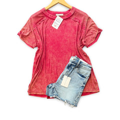 "Tasha" Mineral Washed Top - The Katie Grace Boutique