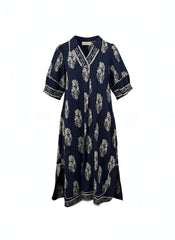 "Malita" Navy Midi Dress