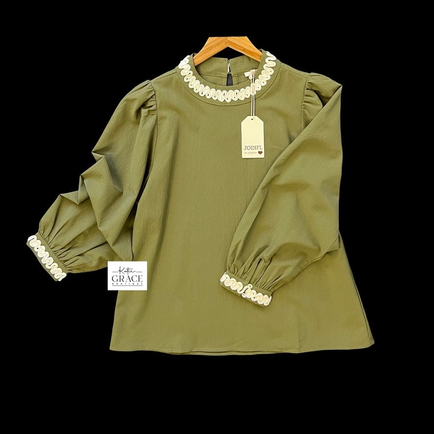 "Hattie" Long Sleeve Blouse - The Katie Grace Boutique