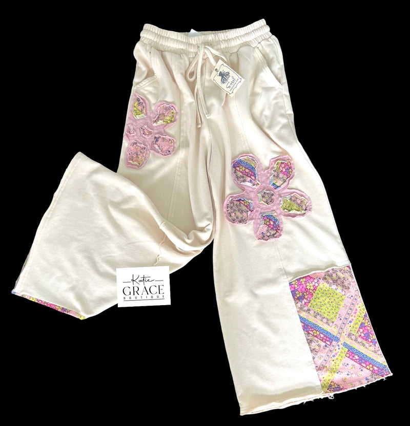 "Elsie" Applique' Wide Leg Pant