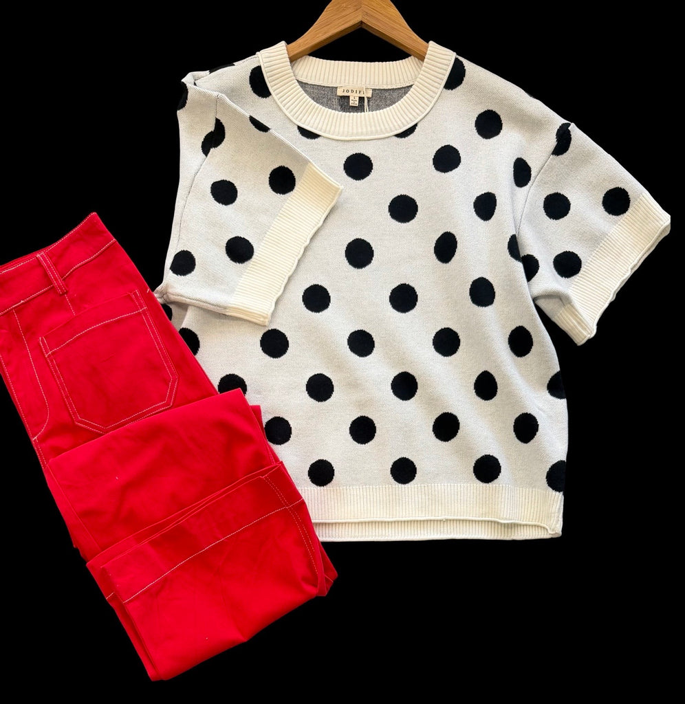 "Roxy" Polka Dot Sweater - The Katie Grace Boutique