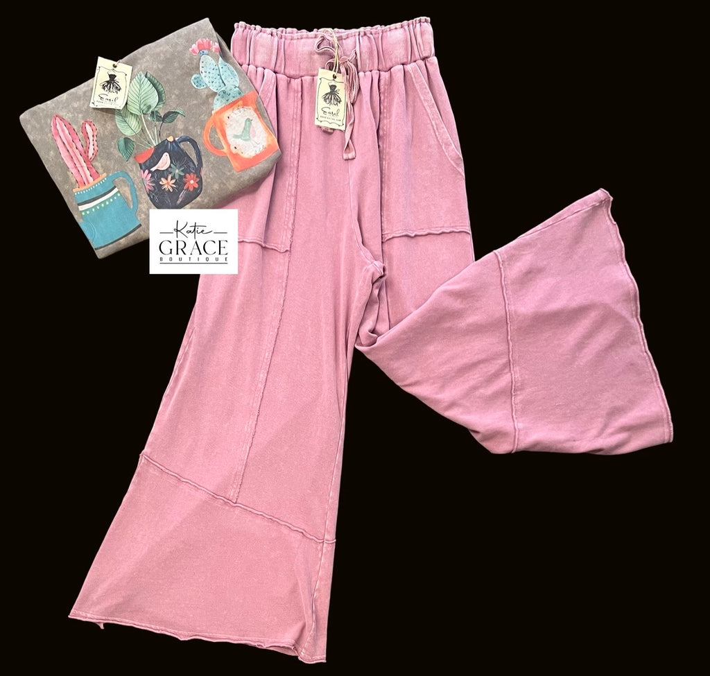 "Mary" Mineral Washed Pants - The Katie Grace Boutique