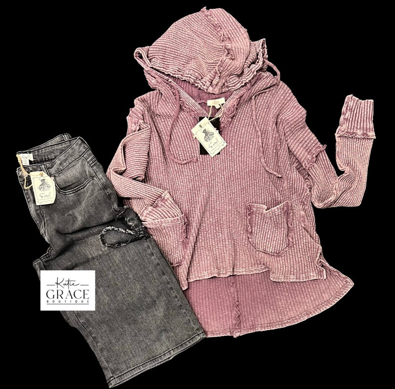 "Jamie" Slouchy Hooded Top - The Katie Grace Boutique