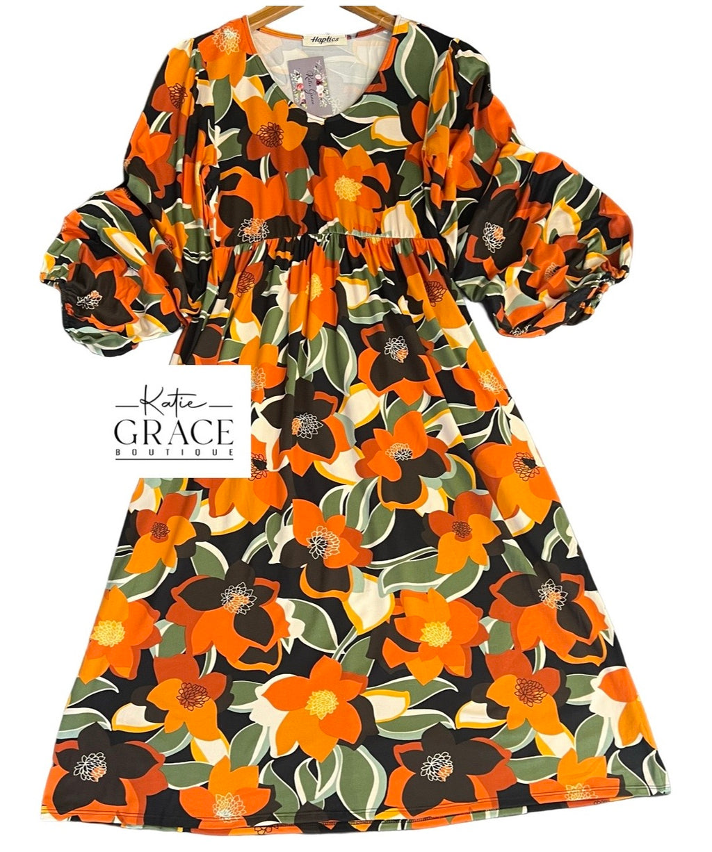 "Bloom" Floral Midi Dress - The Katie Grace Boutique