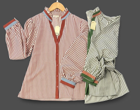 "Britt" Striped Blouse, 2 colors - The Katie Grace Boutique