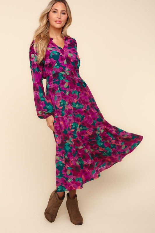 "Tasha" Floral Midi Dress - The Katie Grace Boutique