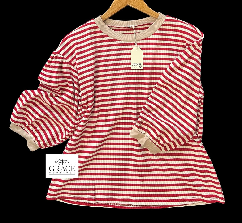 "Misty" Striped Top - The Katie Grace Boutique