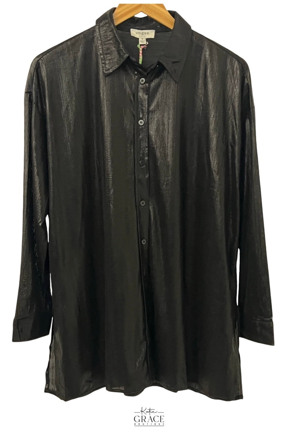 "Verna" Metallic Blouse - The Katie Grace Boutique