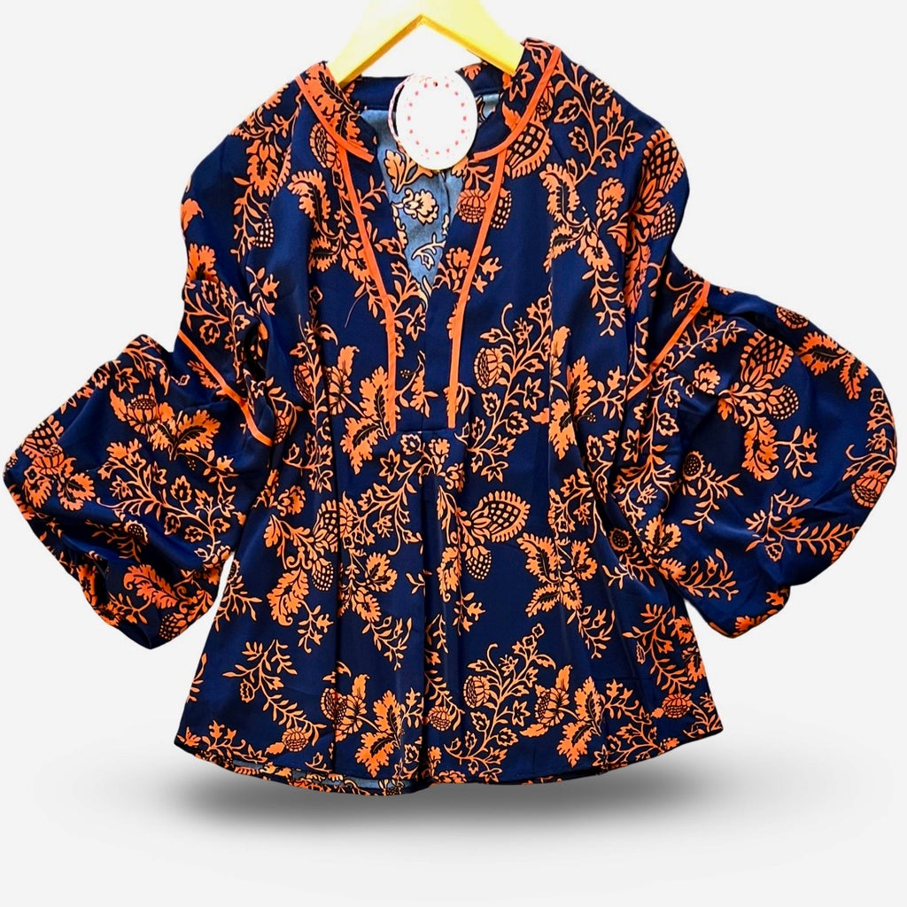 "Aubrey" Navy Blouse - The Katie Grace Boutique