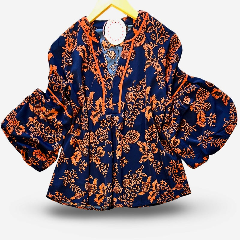 "Aubrey" Navy Blouse - The Katie Grace Boutique