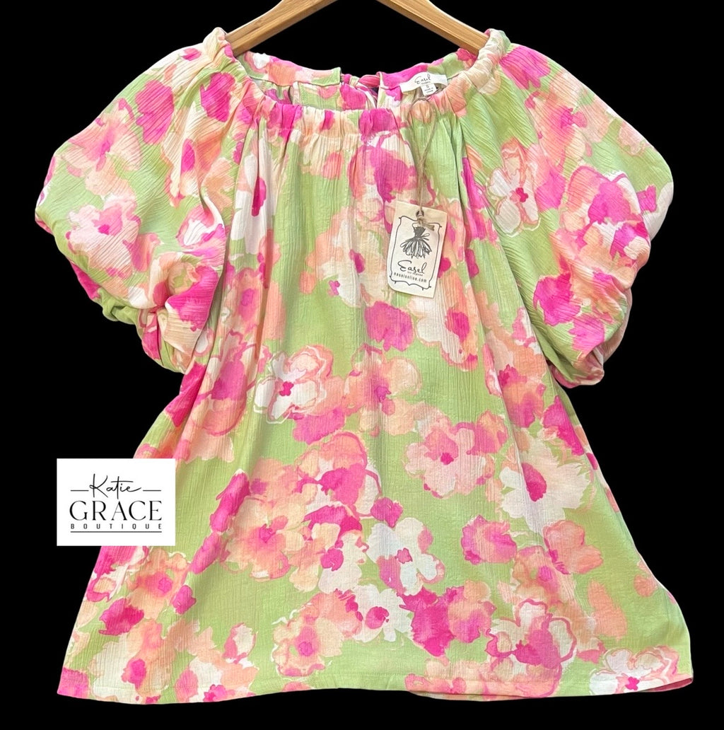 "Eliza" Floral Blouse - The Katie Grace Boutique