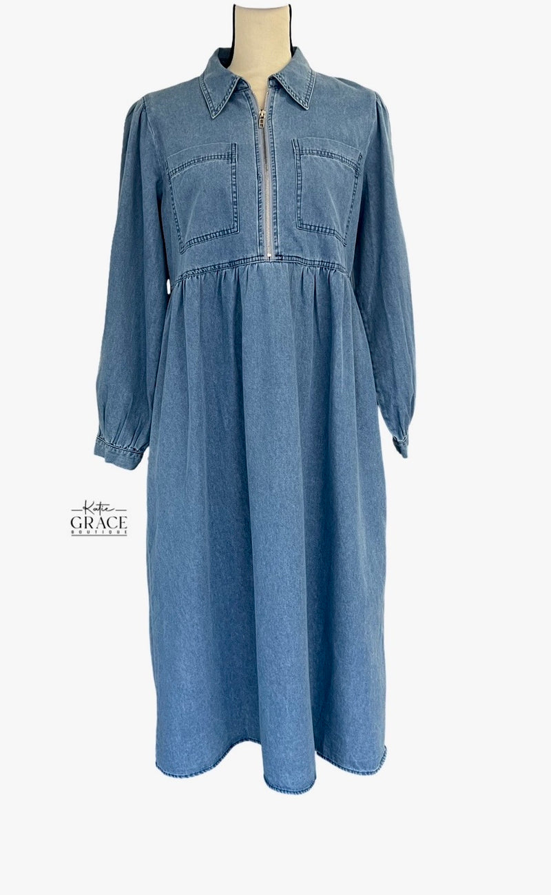 "Shiloh" Midi  Denim Dress