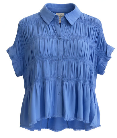 "Kirsten" Linen Blend Blouse - The Katie Grace Boutique