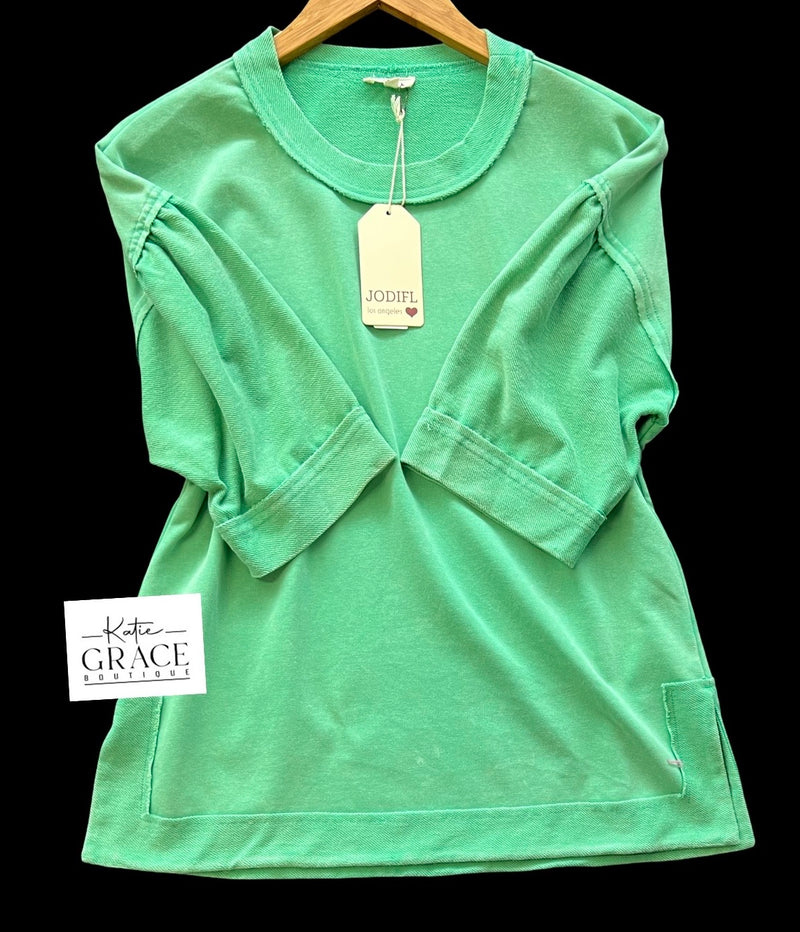 "Maeve" Mineral Washed Top - The Katie Grace Boutique