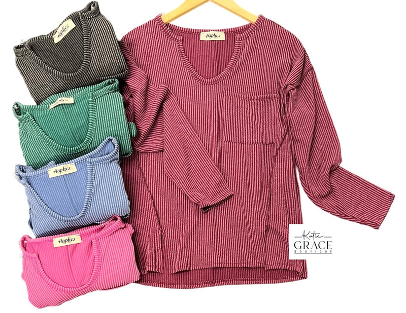 "Willa" Urban Ribbed Top, 5 colors - The Katie Grace Boutique