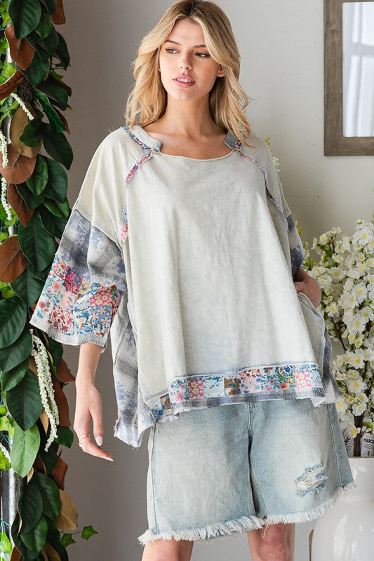 "Celeste" Oversized Multi Top - The Katie Grace Boutique