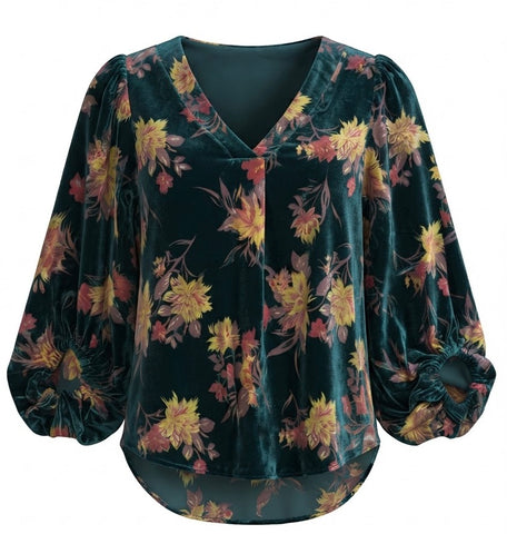 "Elizabeth" Velvet Blouse - The Katie Grace Boutique